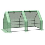 Portable Mini Greenhouse, Outdoor Garden with Large Zipper Doors and Water/UV PE Cover, 6' x 3' x 3', Green