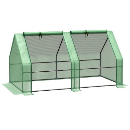 Portable Mini Greenhouse with Zippered Door & PE Cover