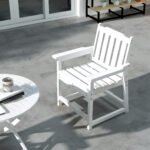 All-Weather Patio Chair, HDPE Patio Dining Chair, Heavy Duty Wood-Like Outdoor Furniture for Garden, Backyard, Deck, Porch, Lawn, White - Image 6