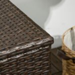 113 Gallon Outdoor Storage Box, Rattan Deck Box for Indoor, Patio Furniture Cushions, Pool Garden Tools, Brown - Image 8
