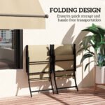 Set of 2 Outdoor Dining Chairs with High Back, Armrests, Folding Patio Chairs for Patio, Lawn, Camping, Beige - Image 5