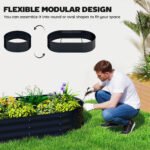 Galvanised Raised Garden Bed with Arched Trellis, 5 x 3 x 6ft Metal Outdoor Planter Box with Open Bottom, Dark Gray - Image 7