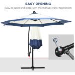 10FT Cantilever Umbrella, Offset Patio Umbrella with Crank and Cross Base for Deck, Backyard, Pool and Garden, Hanging Umbrellas, Navy Blue - Image 4