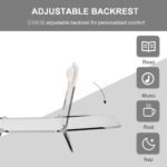 Folding Chaise Lounge Chair, Pool Sun Tanning Chair, Outdoor Lounge Chair with Reclining Back, Breathable Mesh Seat, Headrest for Beach, Yard, Patio, Cream White - Image 4