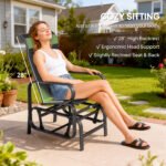 Gliding Lounger Chair Set of 2, Single Rockers with Lightweight Metal & Mesh Construction, Black - Image 5
