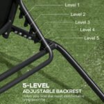 Chaise Lounge Outdoor, 2 Piece Lounge Chair with Wheels, Tanning Chair with 5 Adjustable Positions for Patio, Beach, Yard, Pool, Black - Image 5