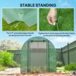Hoop House Greenhouse, Walk-in Tunnel Greenhouse with 2 Support Rods, Zippered Roll-up Mesh Door, 14.6'x6.5'x6.6', Green - Image 8