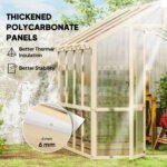 6.6 x 8 ft. Polycarbonate Greenhouse Wooden Walk-in Greenhouse Kit with Thickened Panels, Roof Vent, and Lockable Door - Image 4