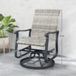 Wicker Rattan Swivel Patio Glider Chair Set of 2, Outdoor Glider Chair with Steel Frame, High Back, Armrests, Yellow - Image 3