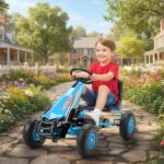 Kids Go Kart, Pedal Car with Adjustable Seat, EVA Wheels, Brake, for Boys & Girls Aged 3-8 Years Old, Blue - Image 2