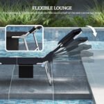 2 Tanning Chairs with Face Hole, 5-Level Adjustable Outdoor Chaise Lounge Chair with Pillow for Beach, Pool, Black - Image 4
