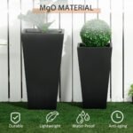 2-Pack Outdoor Planter Set, Flower Pots with Drainage Holes, Durable & Stackable Plant Pot, 22in & 18in, for Porch, Entryway, Patio, Yard, Garden, Black - Image 5