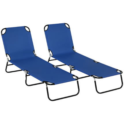 2 Piece Folding Chaise Lounge Pool Chairs