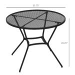 35" Round Outdoor Patio Bistro Dining Table, French Cafe Style, Conversation Space, Fast Drying Metal Mesh Tabletop for Garden, Backyard, Poolside, Black - Image 3