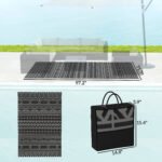 Reversible Outdoor Rug, Waterproof Plastic Straw with Carry Bag, 6' x 9', Black & Gray Geometric Wall - Image 3