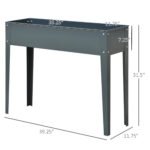 Metal Raised Garden Bed, Elevated Planter Box with Legs and Drain Holes, 39" x 12" x 32", Dark Gray - Image 3