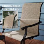 Patio Swivel Chairs Set of 2, High Back Patio Dining Chairs with All-Weather Mesh for Backyard, Lawn, Garden, Brown - Image 6