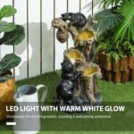 22.4" Outdoor Fountain, 3-Tier Resin Resin Bears and Honey Beehive Outdoor Waterfall Fountain with LED Lights, Pump - Image 4