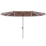 15ft Double-Sided Outdoor Umbrella with Solar Lights, UPF50+ Extra Large Aluminum Patio Umbrella with Crank - Image 11