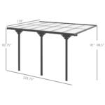 12' x 10' Outdoor Polycarbonate Pergola, Transparent UV Blocking Awning, Hardtop Deck Gazebo, Aluminum, Gray - Image 3