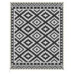 Outdoor Rug Carpet Reversible Plastic Straw Rug with LED Lights Black and White 10' x 8' for Patio