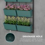 3-Tier Hanging Planter with 6 Pots for Indoor and Outdoor Use, Wall Planter, Self Draining & Wall Mounted, Green - Image 6