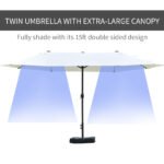 Patio Umbrella 15' Steel Rectangular Outdoor Double Sided Market with base, UV Sun Protection & Easy Crank for Deck Pool Patio - Image 4