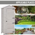 Wooden Garden Cabinet 4-Tier Storage Shed Lockable Organizer w/ Foot Pad Handle - Image 5
