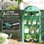 Mini Greenhouse, Portable Greenhouse with 4 Tier Shelves, Roll-Up Door, and Plastic Cover, 41.3" x 17.7" x 63", Green - Image 5