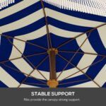 6.2' Beach Umbrella for Travel, Vent, Ruffles, Carry Bag, Portable Outdoor Umbrella for Garden, Blue Stripe - Image 5
