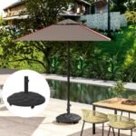 Round Patio Umbrella Base with Wheels, 44 lbs Resin Umbrella Stand Base, Heavy Duty Patio Umbrella Holder for 1.3"/1.5"/1.9" Umbrella Poles for Outdoor, Lawn, Poolside - Image 8