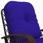 Rattan Porch Rocker w/ Plush Cushion, Dark Blue - Image 7