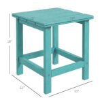 Patio Side Table, 15" Square Outdoor End Table, HDPE Plastic Tea Table for Adirondack Chair, Backyard or Lawn, Green - Image 3