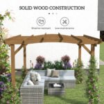 10' x 12' Wood Pergola, Outdoor Gazebo Grape Trellis with Arched Roof for Climbing Plant Support, Dark Brown - Image 4