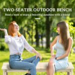 2-Seat Wood Garden Bench, Patio Bench Outdoor Bench with Slatted Seat, Backless Front Porch Bench for Park, Garden, Poolside, Deck, Nature Wood - Image 4