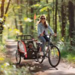 2-in-1 Walk/Ride Child Baby Bike Trailer for Kids 2 Seater, High-Visibility Bike Stroller for Toddler Wagon, Weather-Strong Double Bicycle Trailer Accessory, Red - Image 2