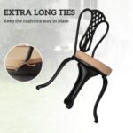 Patio Chair Cushions Set of 4 Round Seat Cushions for Dining Bistro Chairs Machine Washable, 15" x 15" x 3", Khaki - Image 5