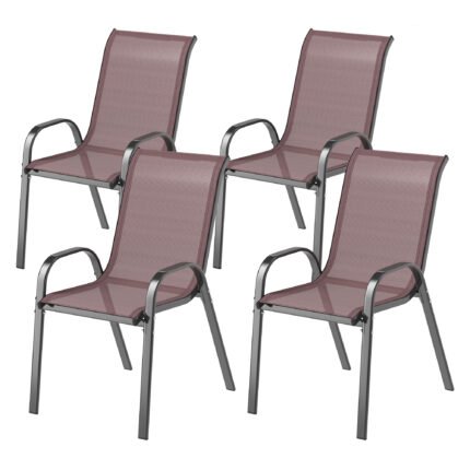 Set of 4 Outdoor Dining Chairs with Stackable Patio Chairs