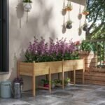 Wooden Raised Garden Bed, Large Elevated Planter Box with Legs, Bed Liner and Drain Holes, 7.4' x 1.8' x 2.6', Natural - Image 2