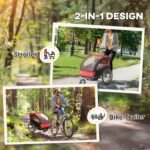 2-Seat Elite 360 Swivel Bike Trailer for Kids Bicycle Cargo Trailer with Water-Resistant Windows, Black and Red - Image 4