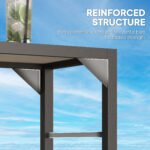 Outdoor Bar Table, Bar Height Patio Bar Table w/ Built-In Bottle Opener, Plastic Top with Wood Grain, 47.25" x 15" x 39" - Image 7