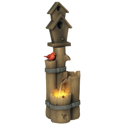 Outdoor Fountain with Birdhouse