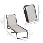 Foldable Chaise Lounge, 3-Position Reclining Back, Portable design and Breathable Mesh for Poolside, Camping, Hiking - Cream White - Image 3