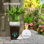 Tall Planters for Outdoor Plants Set of 3, 24 In Taper Planters with Drainage Holes, Rattan Decor Plant Pots, White - Image 5