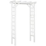 85" Wooden Garden Arbor for Wedding and Ceremony, Outdoor Garden Arch Trellis for Climbing Vines - White