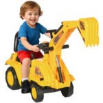 2-in-1 Kids Ride-On Excavator Digger Tractor with Pulling Cart