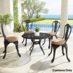 Patio Chair Cushions Set of 4 Round Seat Cushions for Dining Bistro Chairs Machine Washable, 15" x 15" x 3", Khaki - Image 8