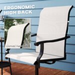 Patio Swivel Chairs Set of 2, High Back Patio Dining Chairs with All-Weather Mesh for Backyard, Lawn, Garden, Cream - Image 6