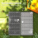 Reversible Outdoor Rug, Waterproof Plastic Straw with Carry Bag, 9' x 18', Black & White Lantern - Image 7