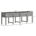 Wooden Raised Garden Bed, Large Elevated Planter Box with Legs, Bed Liner and Drain Holes, 7.4' x 1.8' x 2.6', Gray - Image 3